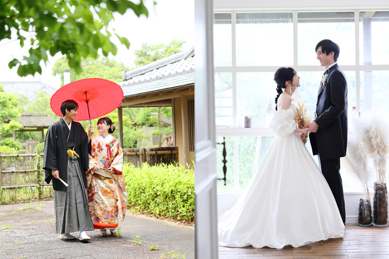 洋装と和装のウエディング写真